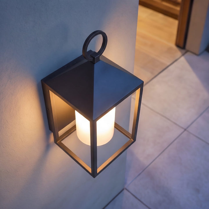 Modern Rustic Outdoor Wall Light Waterproof Die-Cast Aluminum LED 3000K Rectangular Lantern