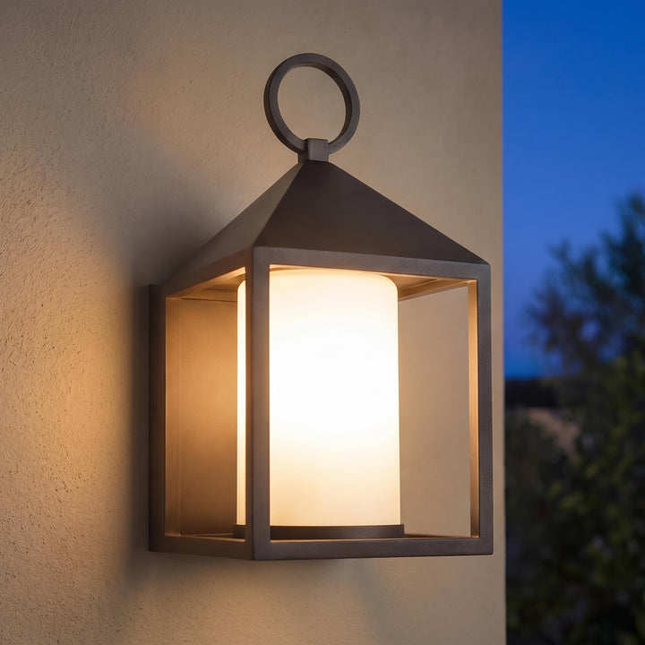 Modern Rustic Outdoor Wall Light Waterproof Die-Cast Aluminum LED 3000K Rectangular Lantern