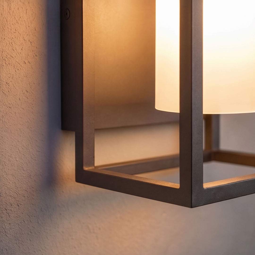 Modern Rustic Outdoor Wall Light Waterproof Die-Cast Aluminum LED 3000K Rectangular Lantern