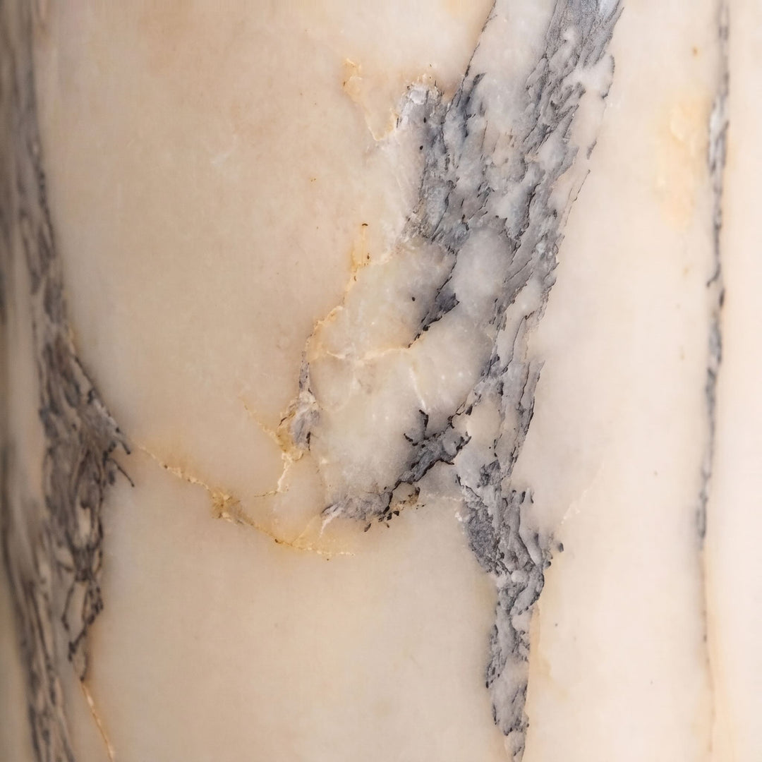 Modern Marble Table Lamp Adjustable Black Fabric Shade LED Compatible for Bedside or Desk