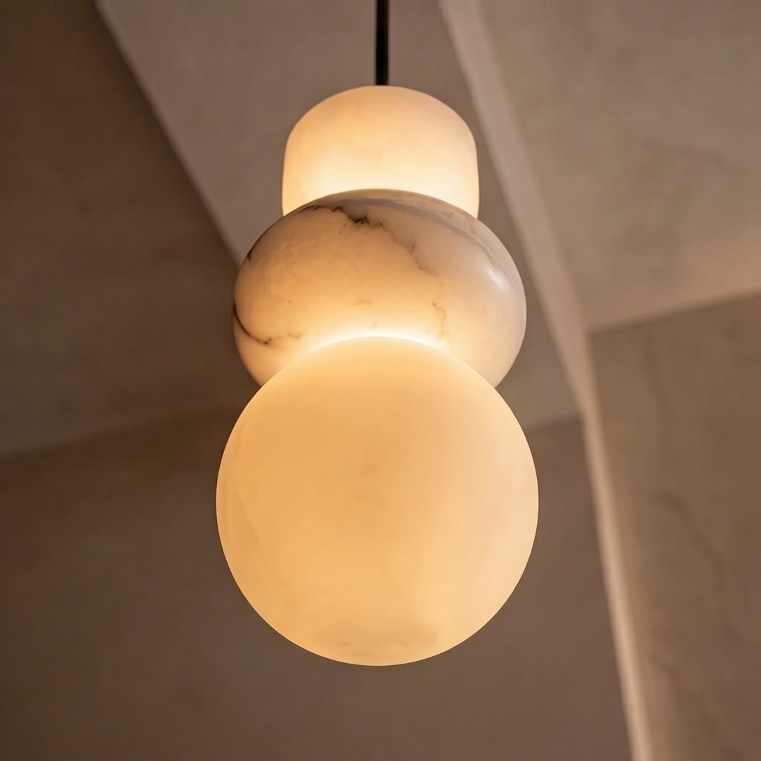 Minimalist Pendant Lamp with Marble Shade and Warm LED Light for Kitchen Pendant Lighting