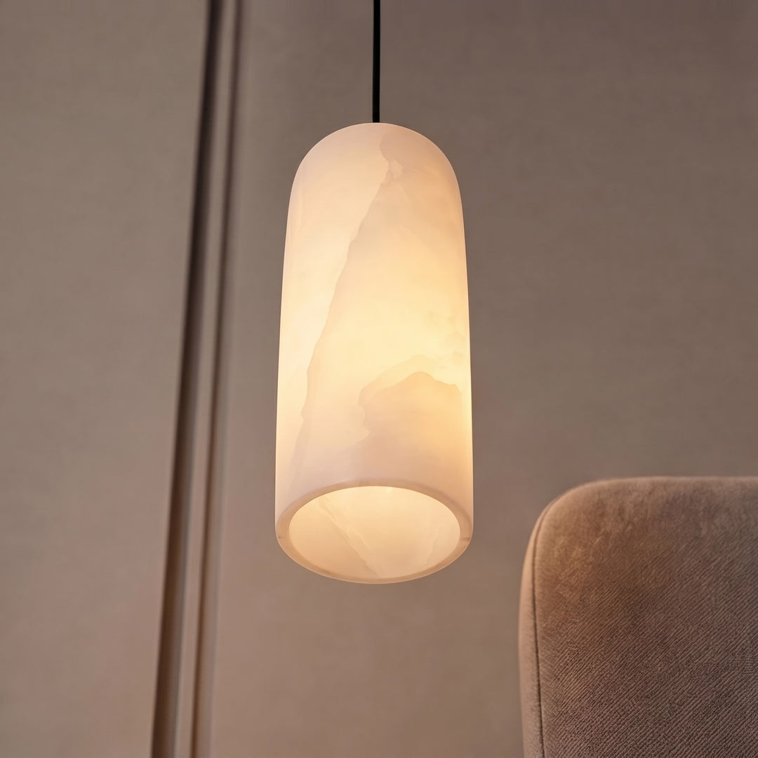 Modern LED Pendant Lamp Hanging Alabaster Shade Brushed Copper Finish for Kitchen Pendant Lighting