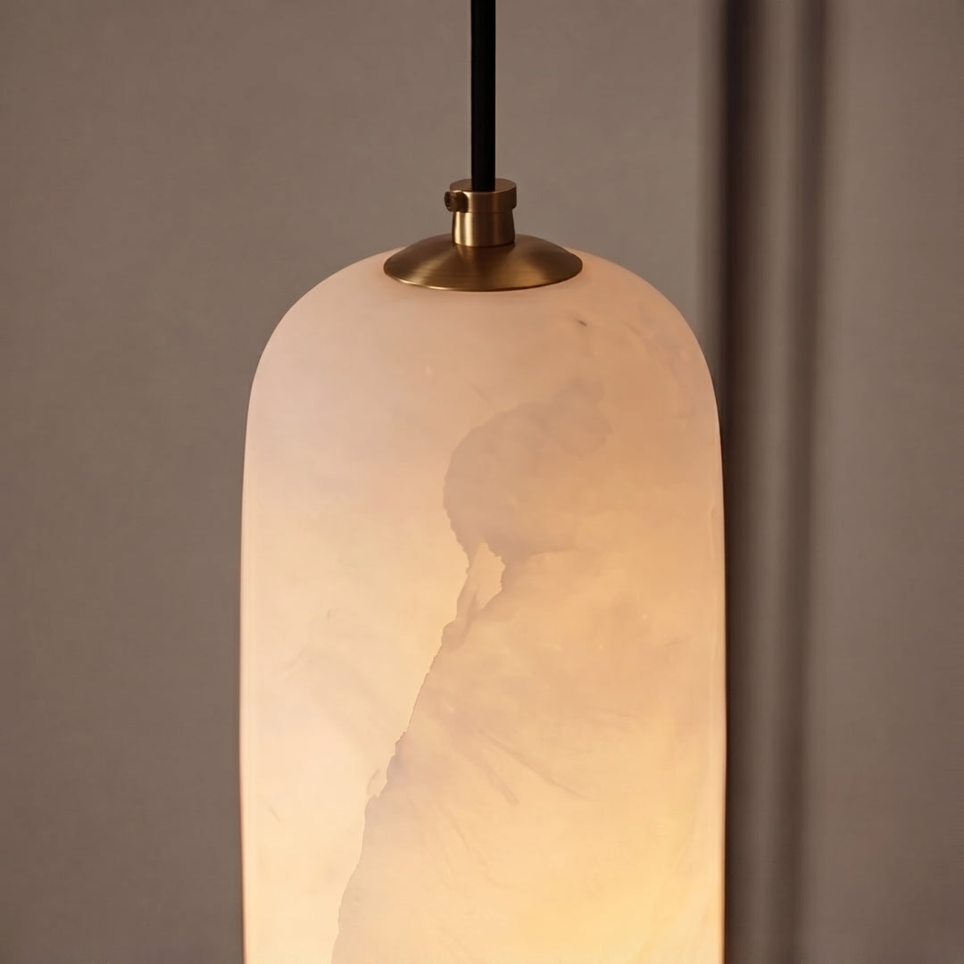 Modern LED Pendant Lamp Hanging Alabaster Shade Brushed Copper Finish for Kitchen Pendant Lighting
