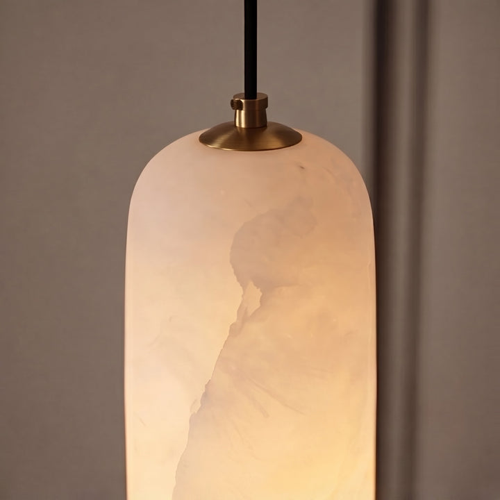 Modern LED Pendant Lamp Hanging Alabaster Shade Brushed Copper Finish for Kitchen Pendant Lighting