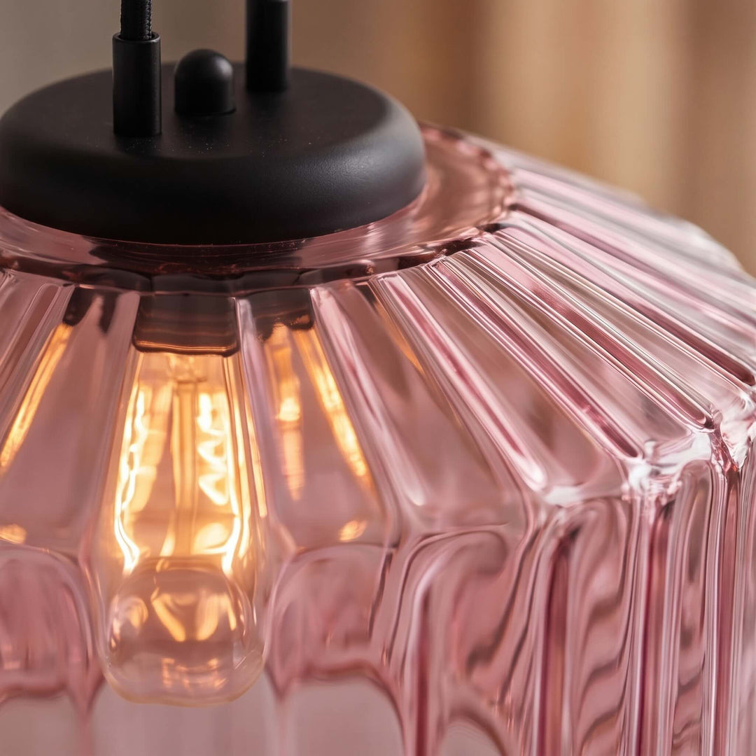 Modern Nordic Pendant Light Adjustable Hanging Glass Shade Iron Construction E27 Compatible