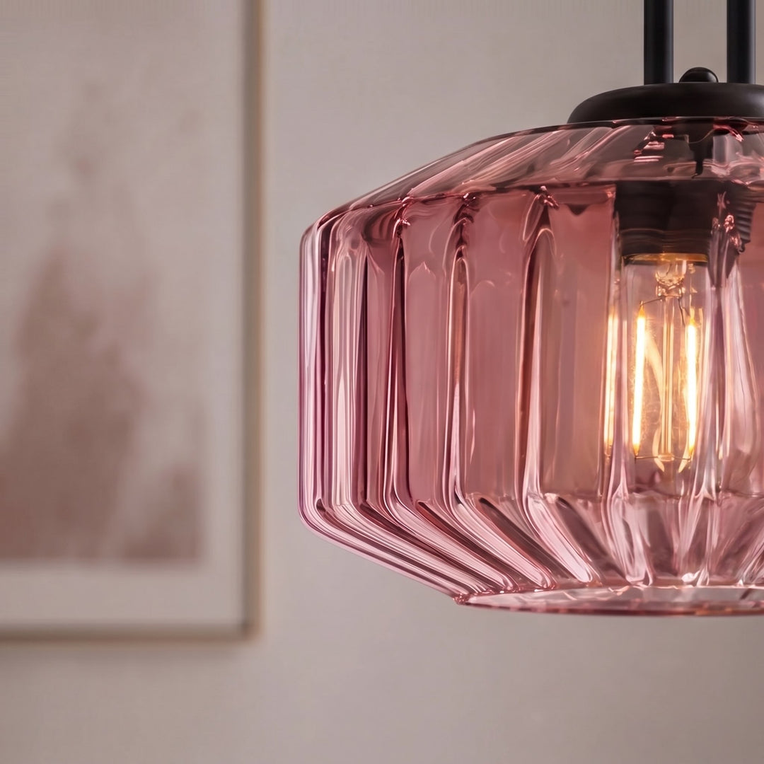 Modern Nordic Pendant Light Adjustable Hanging Glass Shade Iron Construction E27 Compatible