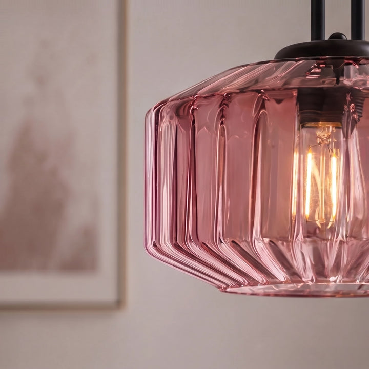 Modern Nordic Pendant Light Adjustable Hanging Glass Shade Iron Construction E27 Compatible