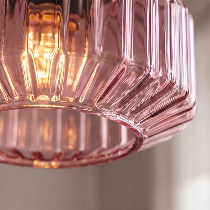 Modern Nordic Pendant Light Adjustable Hanging Glass Shade Iron Construction E27 Compatible