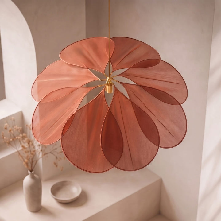 Modern Flower Pendant Lamp Adjustable Hanging Fabric Shade Metal LED Compatible E27 Bulb