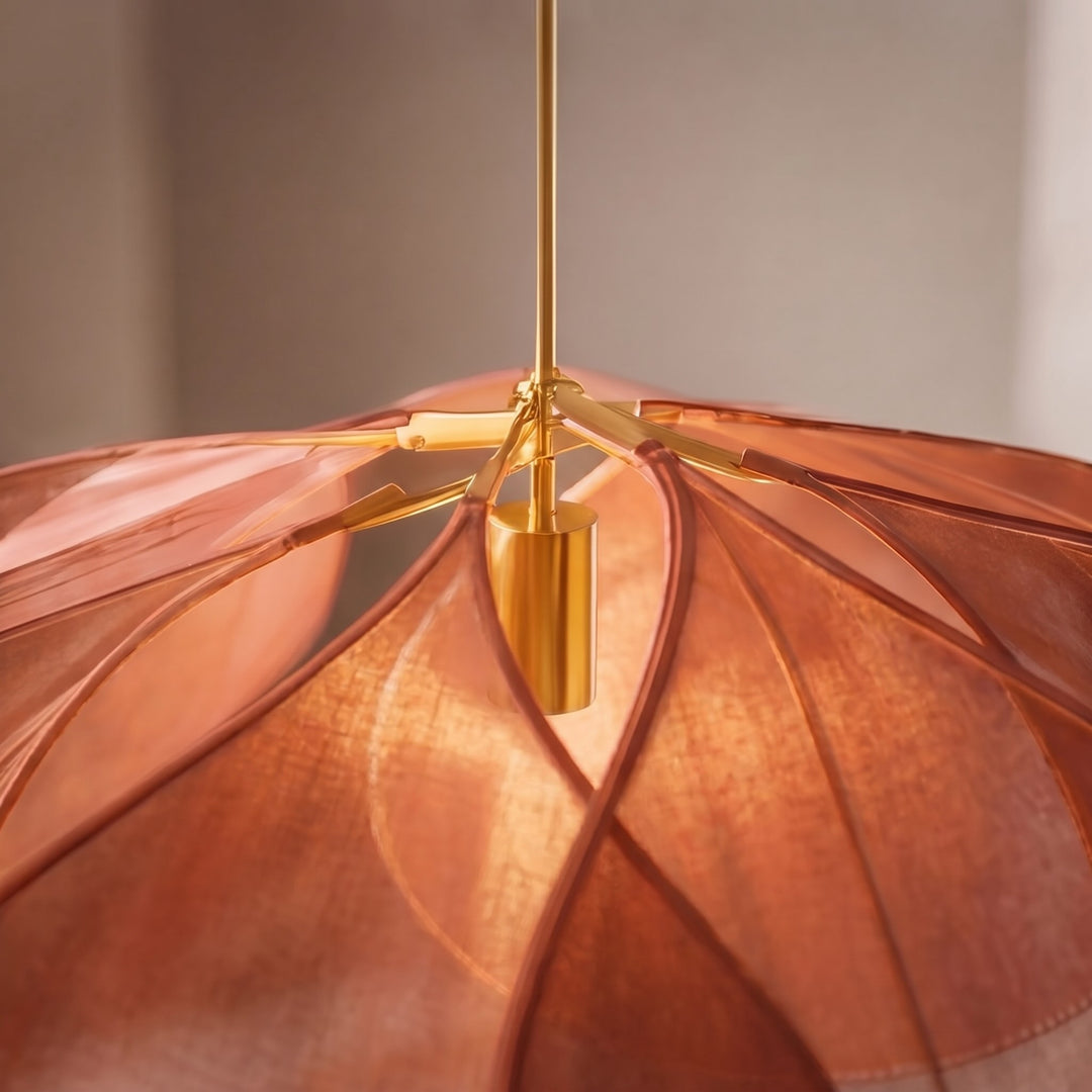 Modern Flower Pendant Lamp Adjustable Hanging Fabric Shade Metal LED Compatible E27 Bulb