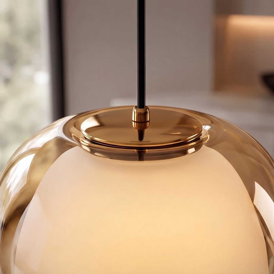 Modern Adjustable Pendant Lamp Glass Dome Hanging Light for Kitchen Dining Living Room