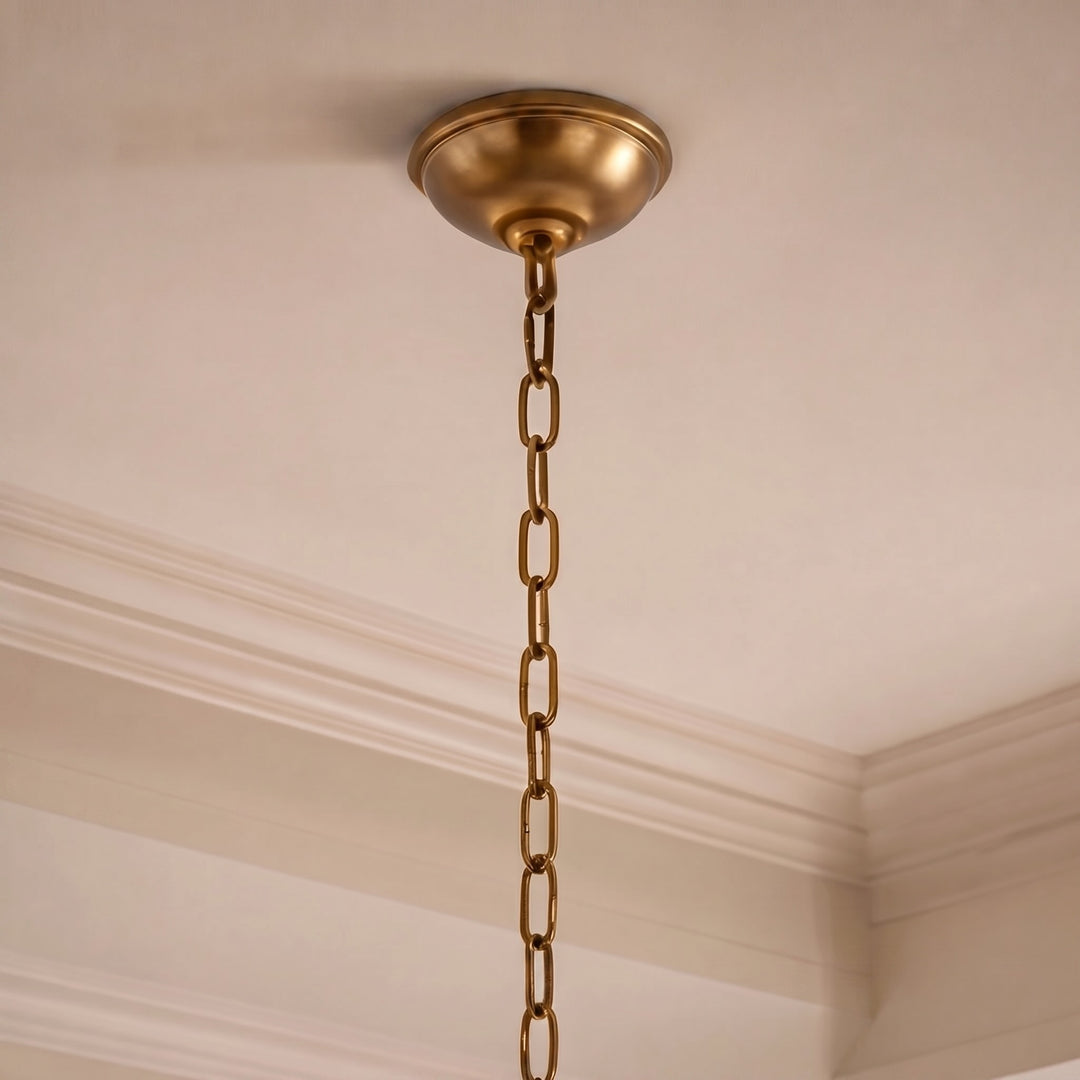 Modern Glass Chandelier Light Adjustable Hanging Copper Frame Warm White Bulbs 4-Head 10-Head