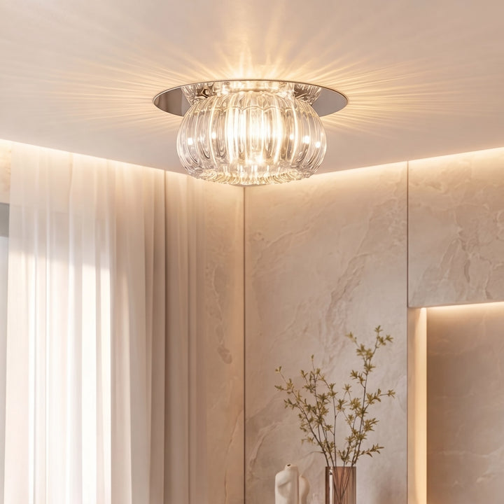 Modern Geometric Flush Mount Ceiling Light Metal Crystal LED Fixture for Ambient Illumination