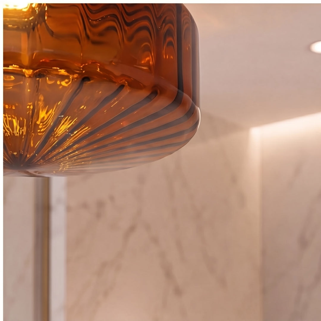 Modern Flush Mount Ceiling Light Chrome Corrugated Glass LED Adjustable Fixture