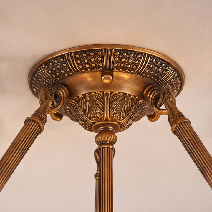Modern Alabaster Bowl Ceiling Light Flush Mount Aged Brass Frame LED Warm White Shade