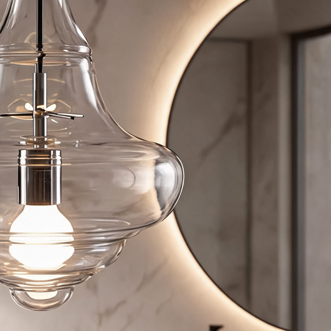 Modern Glass Pendant Light Hanging Fixture Adjustable LED Ceiling Mount Lighting