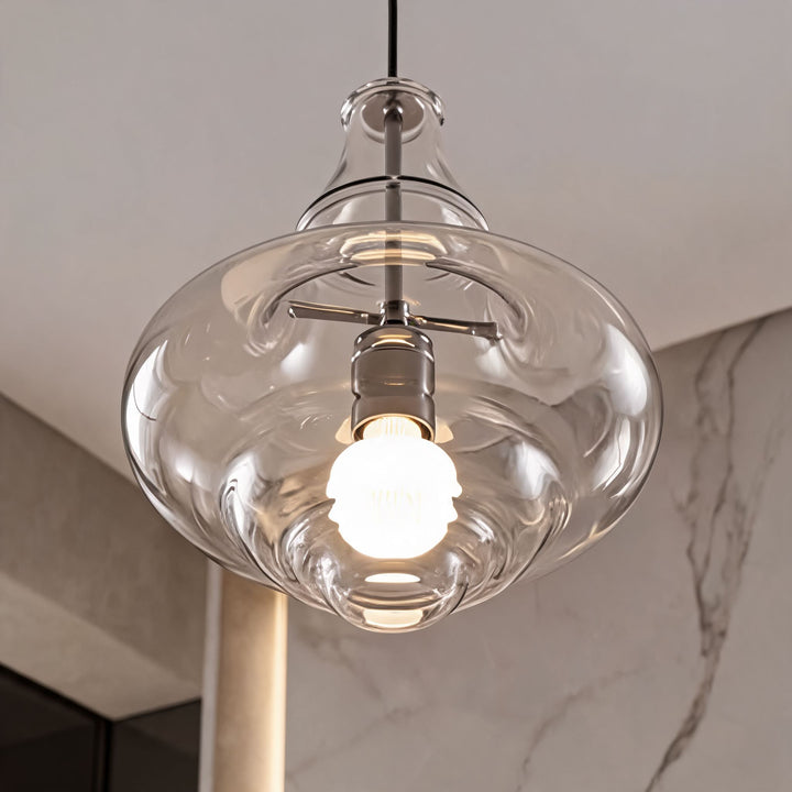 Modern Glass Pendant Light Hanging Fixture Adjustable LED Ceiling Mount Lighting