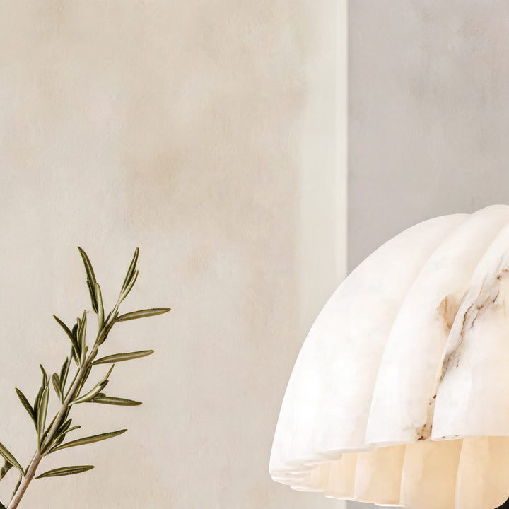 Modern Hanging Pendant Light with Alabaster Shade and Antique Gold Finish for Kitchen Lighting