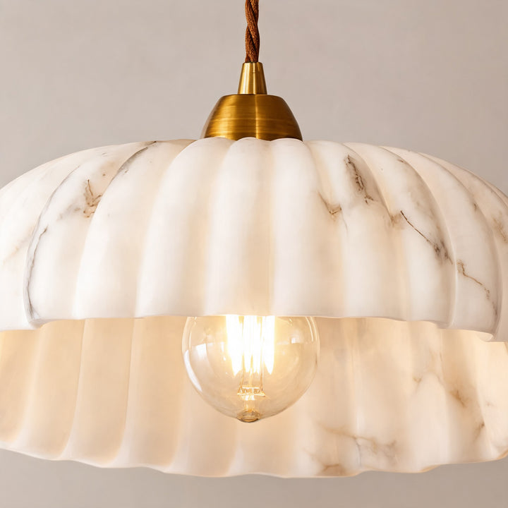 Modern Hanging Pendant Light with Alabaster Shade and Antique Gold Finish for Kitchen Lighting