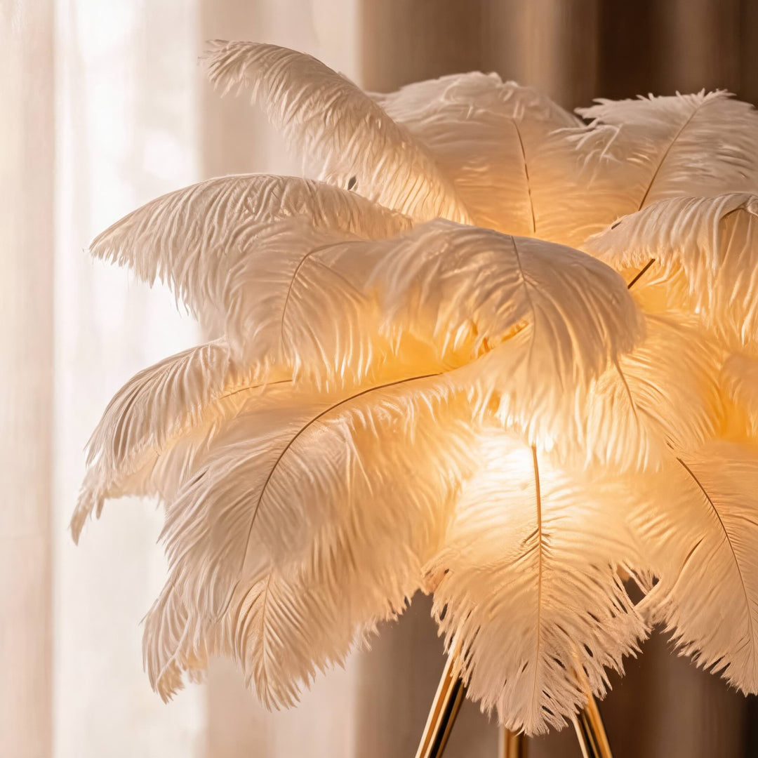Nordic Style Table Lamp Adjustable USB Powered LED with Feather Shade for Bedroom or Desk