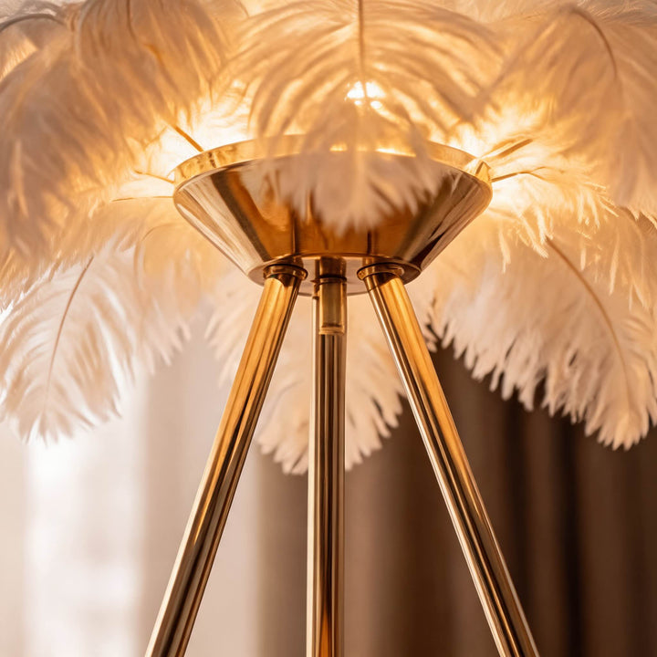 Nordic Style Table Lamp Adjustable USB Powered LED with Feather Shade for Bedroom or Desk