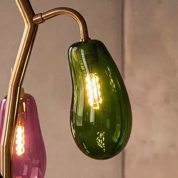 French Style Table Lamp with Colorful Glass Shades and LED Bulbs for Warm Illumination