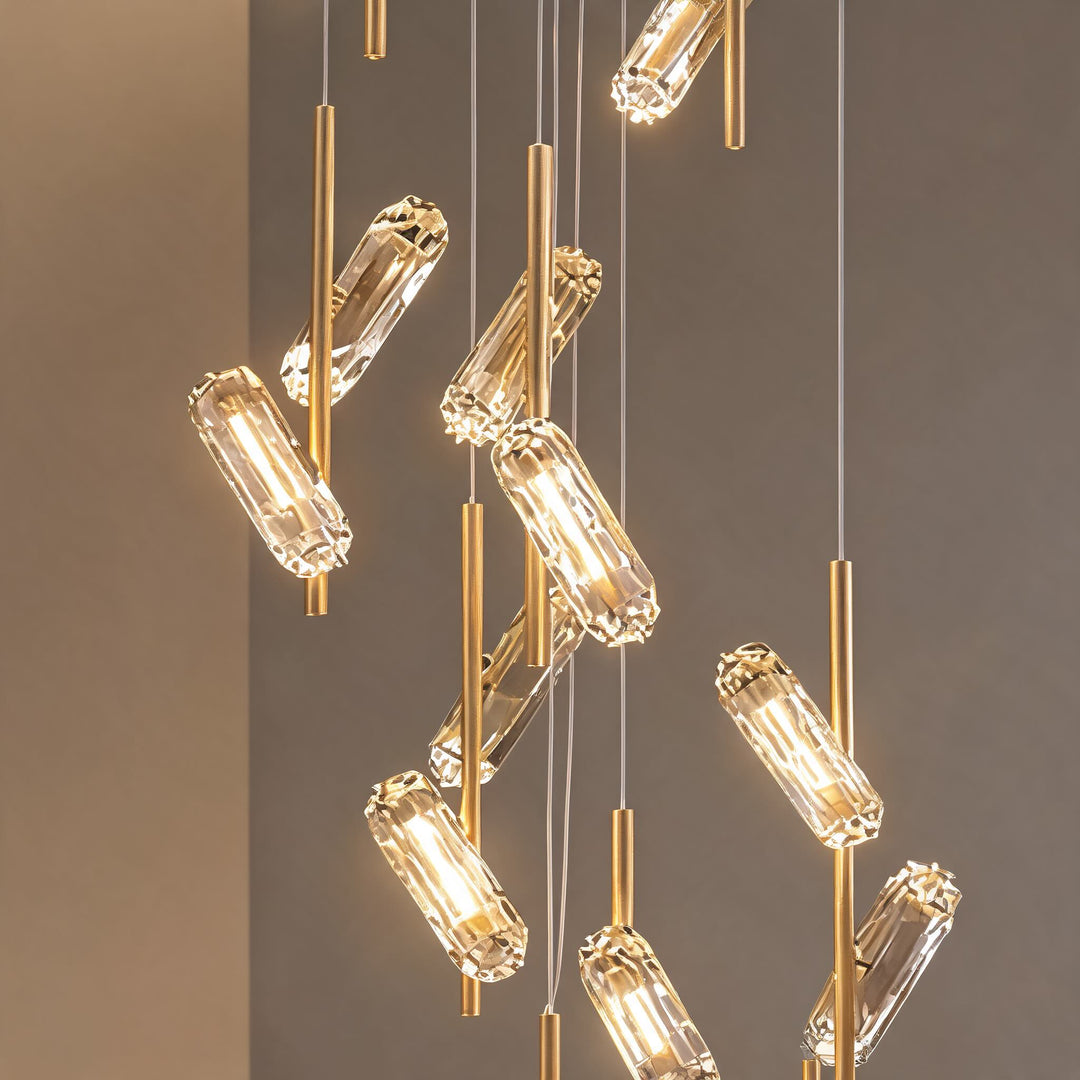 Modern Chandelier Light Adjustable Hanging Fixture Aluminum Frame Acrylic Shade 20-Light LED