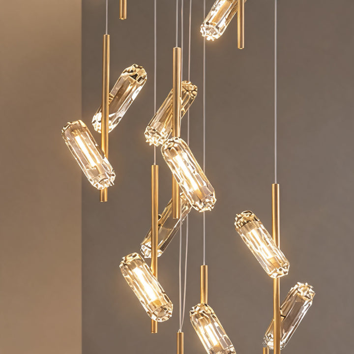 Modern Chandelier Light Adjustable Hanging Fixture Aluminum Frame Acrylic Shade 20-Light LED