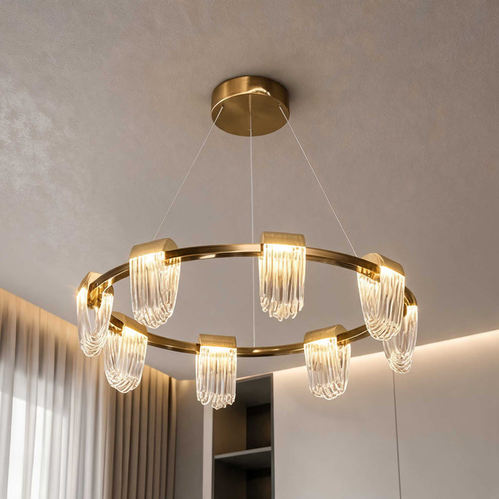 Modern Circular Chandelier Light Hanging with Adjustable Chain Aluminum LED Technology