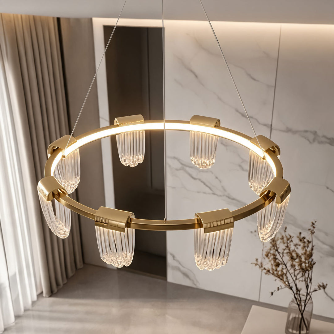 Modern Circular Chandelier Light Hanging with Adjustable Chain Aluminum LED Technology
