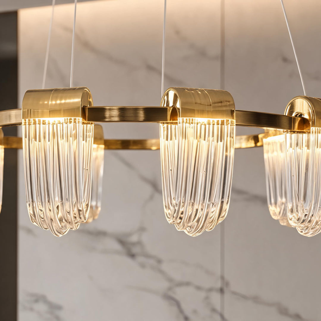 Modern Circular Chandelier Light Hanging with Adjustable Chain Aluminum LED Technology