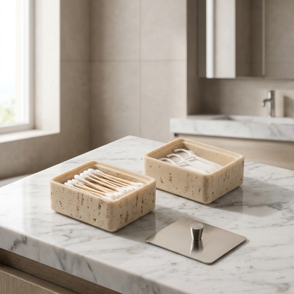 Modern Jewelry Storage Case Compact Natural Stone Design with Elegant Glossy Finish