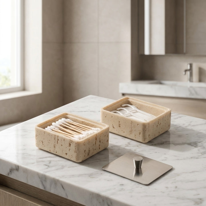 Modern Jewelry Storage Case Compact Natural Stone Design with Elegant Glossy Finish