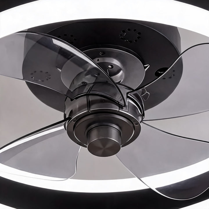 Modern Gold Flush Mount Ceiling Fan with Dimmable LED Light and ABS Blades for Home Use