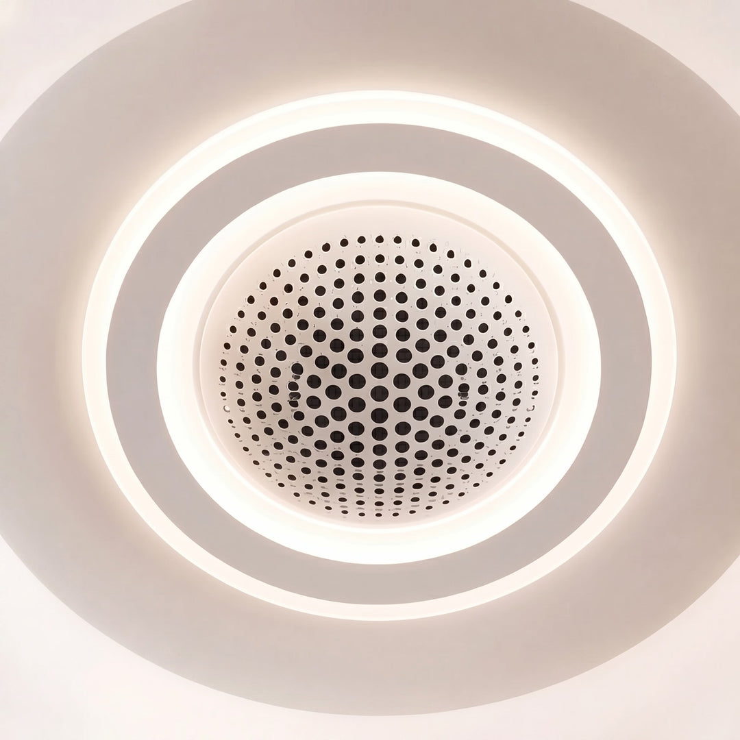 Modern Bladeless Ceiling Fan 20 Inch Flush Mount Iron with Dimmable LED Light and Adjustable Speed