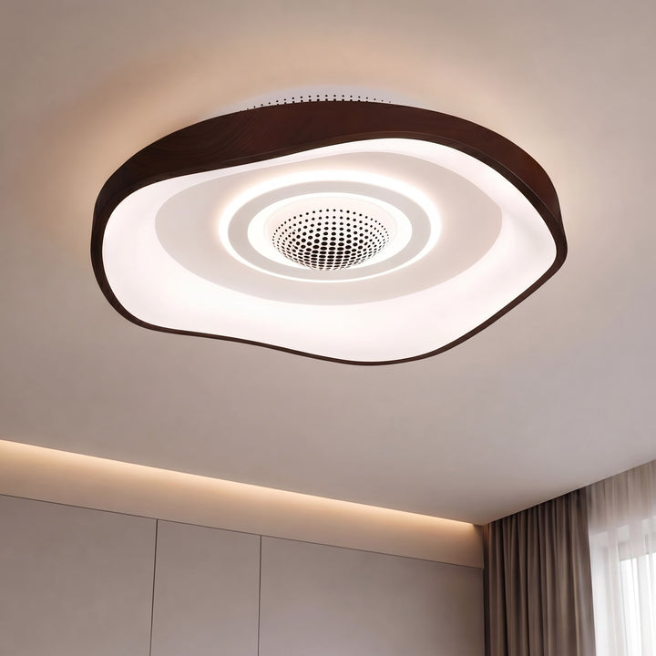 Modern Bladeless Ceiling Fan 20 Inch Flush Mount Iron with Dimmable LED Light and Adjustable Speed