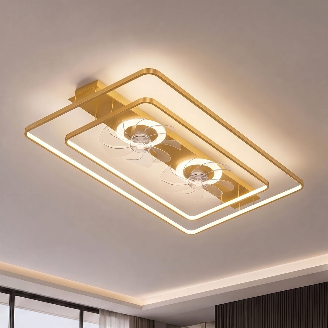 Modern Ceiling Fan Flush Mount with Iron Frame Acrylic Shade LED Dimmable for Indoor Use
