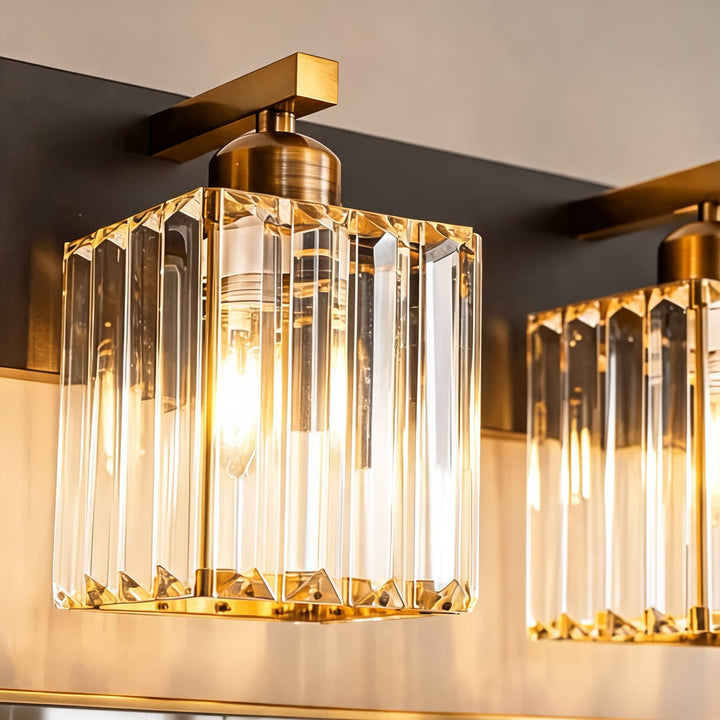 Modern Wall Sconce Lighting Hardwired Metal Crystal Shade 4-Light Design for Elegant Home Decor