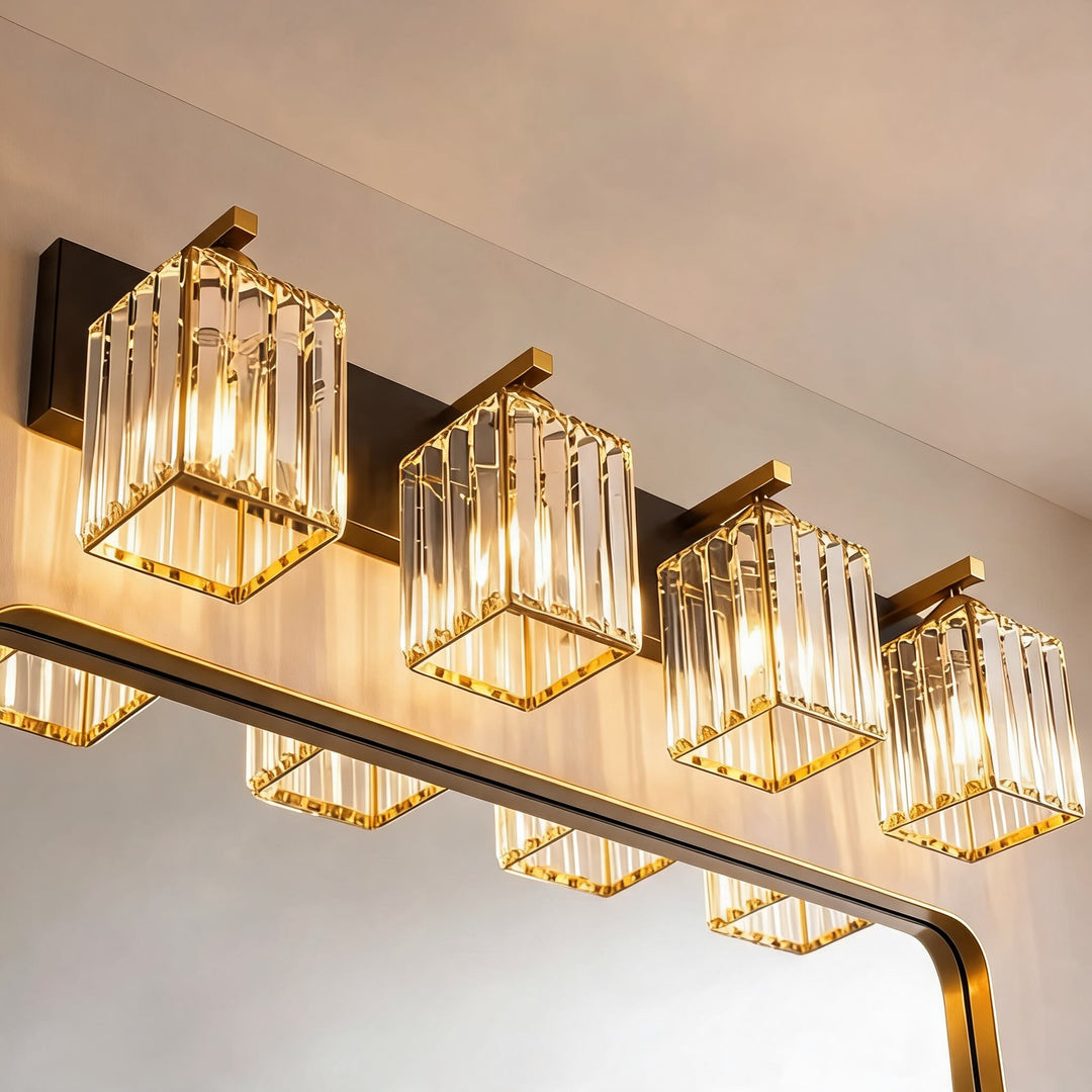 Modern Wall Sconce Lighting Hardwired Metal Crystal Shade 4-Light Design for Elegant Home Decor