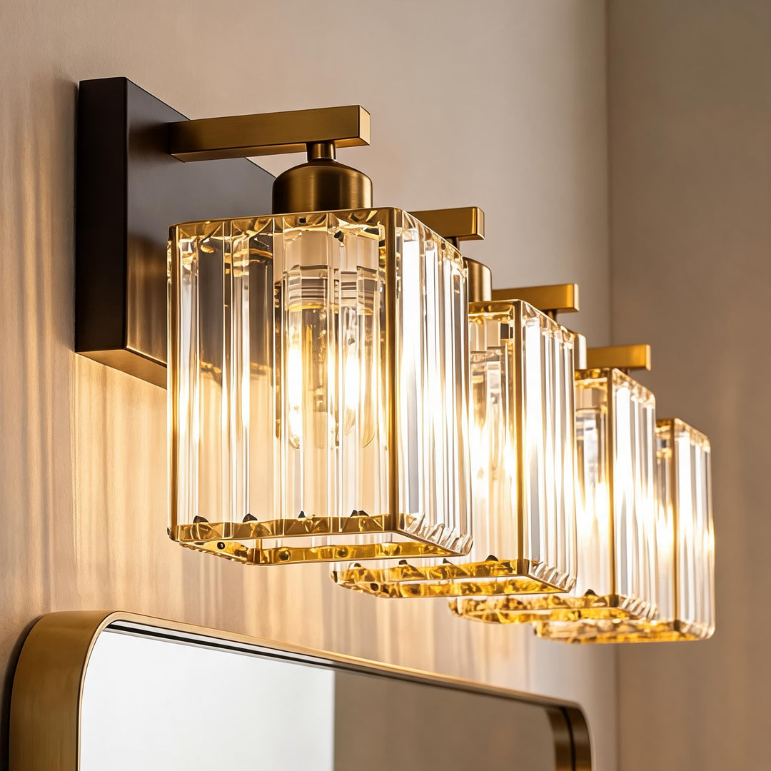 Modern Wall Sconce Lighting Hardwired Metal Crystal Shade 4-Light Design for Elegant Home Decor