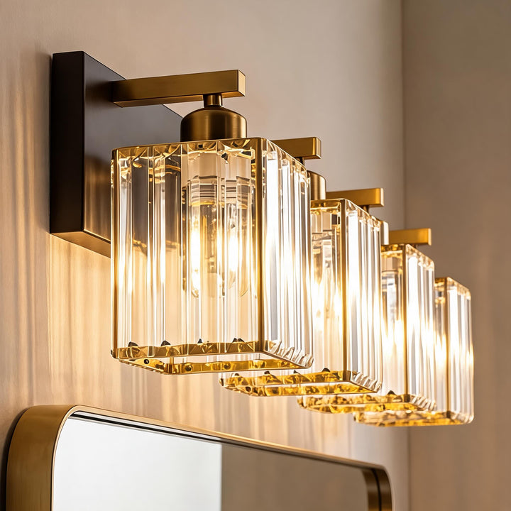 Modern Wall Sconce Lighting Hardwired Metal Crystal Shade 4-Light Design for Elegant Home Decor