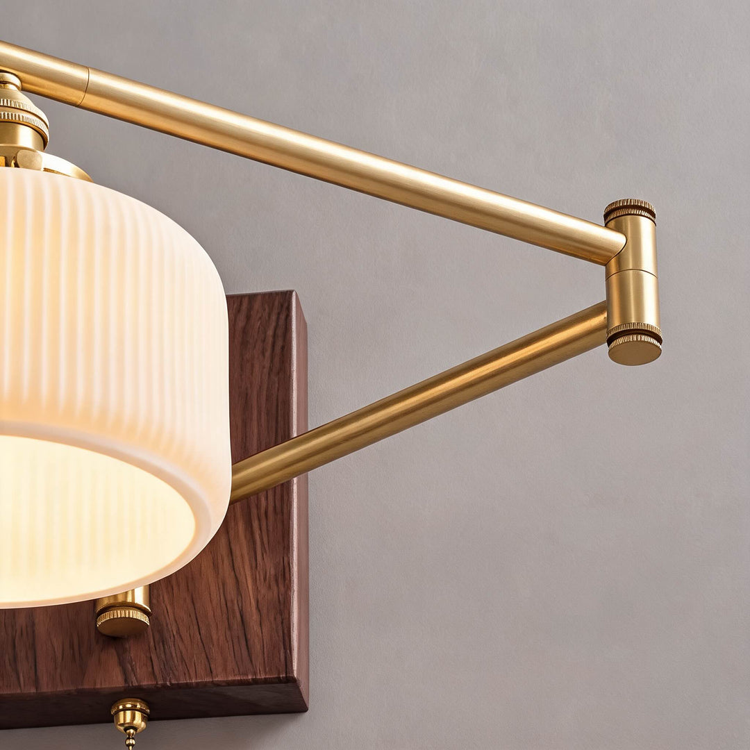 Modern Ceramic Wall Lamp Wall Mounted with Brass and Walnut Fittings Dimmable