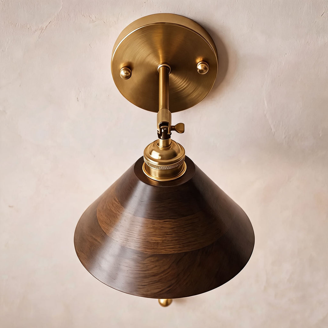 Rustic Wall Light Wooden Sconce Adjustable Brass Fixture E26/E27 Base Max 40W