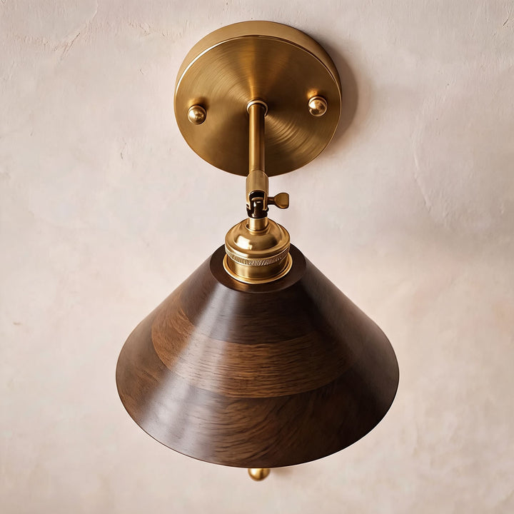 Rustic Wall Light Wooden Sconce Adjustable Brass Fixture E26/E27 Base Max 40W