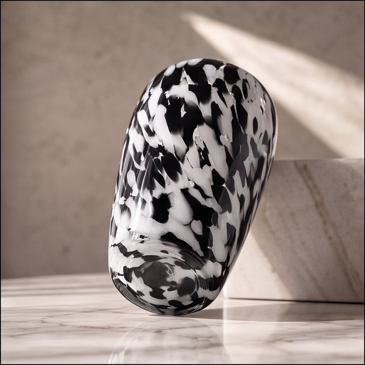 Modern Clear Glass Flower Vase Spotted Design Decorative Accent for Home Decor