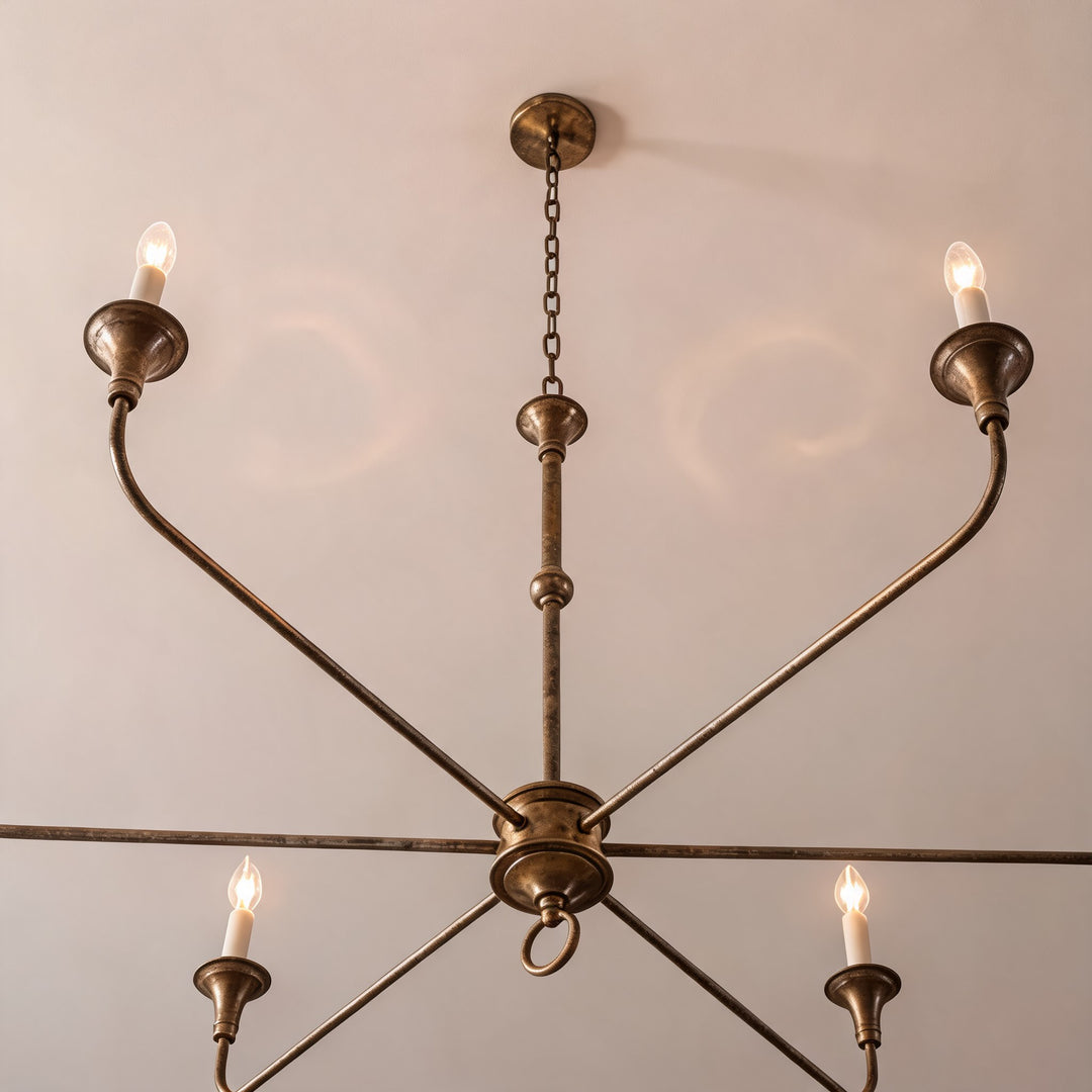 Modern Chandelier Light 5-Head Adjustable Brass Flush Mount E14 Candelabra Bulbs Exposed