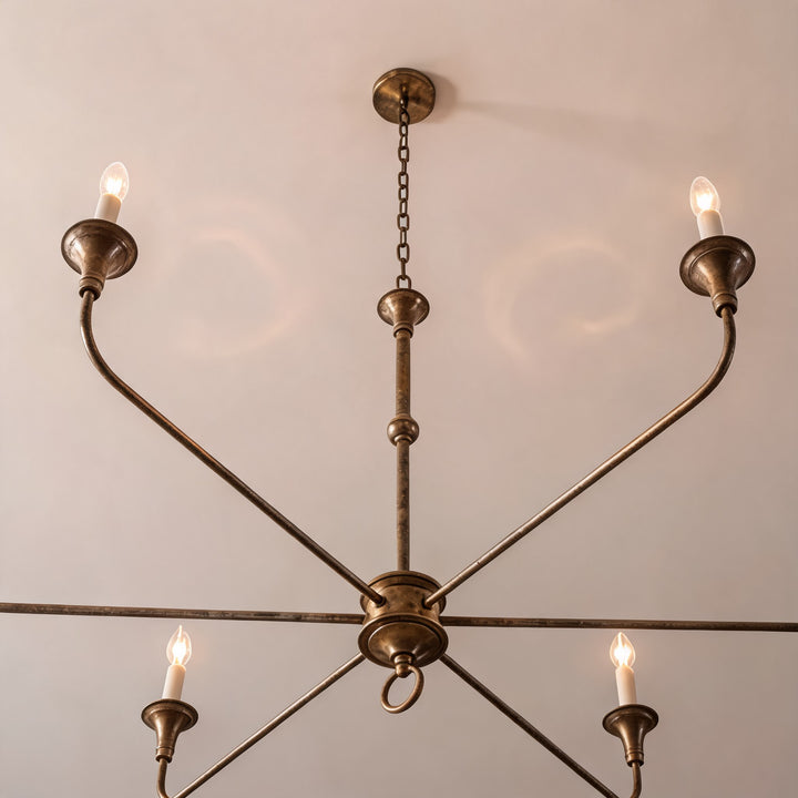Modern Chandelier Light 5-Head Adjustable Brass Flush Mount E14 Candelabra Bulbs Exposed