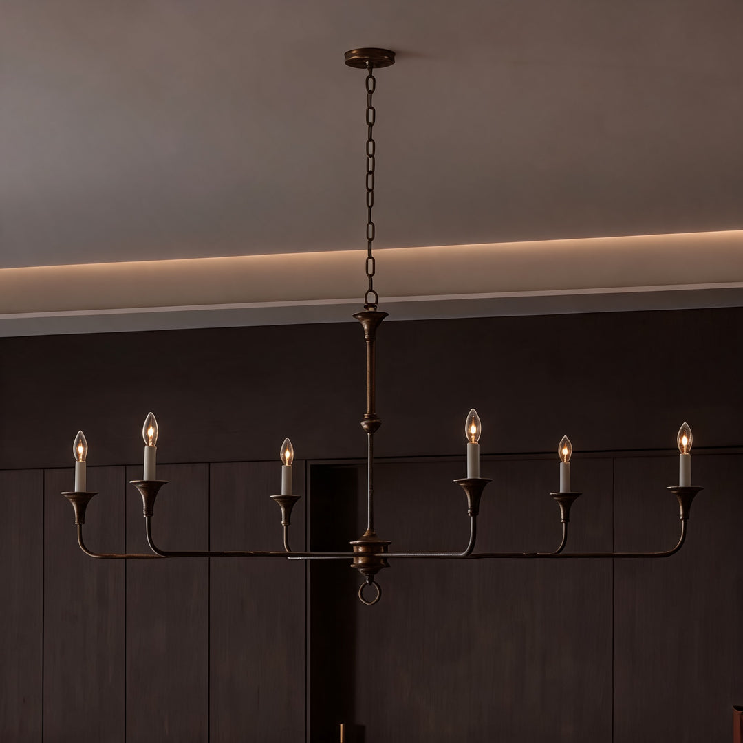 Modern Chandelier Light 5-Head Adjustable Brass Flush Mount E14 Candelabra Bulbs Exposed