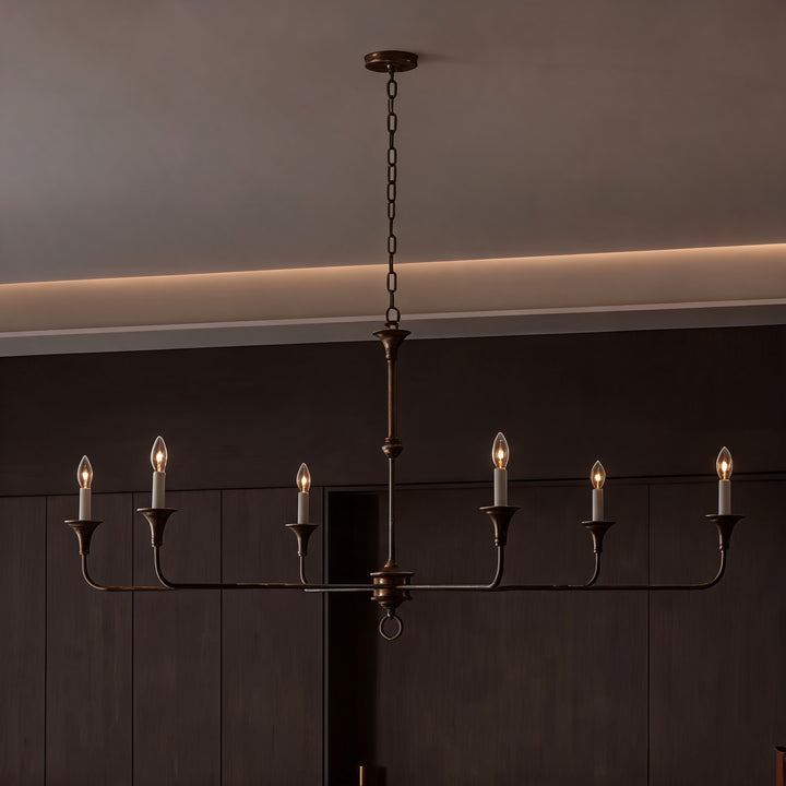 Modern Chandelier Light 5-Head Adjustable Brass Flush Mount E14 Candelabra Bulbs Exposed