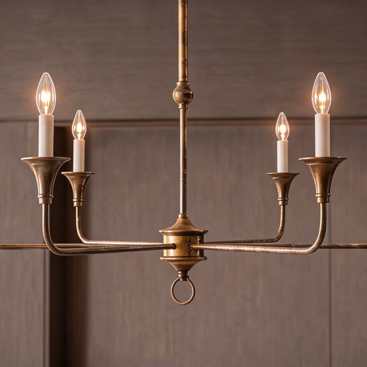 Modern Chandelier Light 5-Head Adjustable Brass Flush Mount E14 Candelabra Bulbs Exposed
